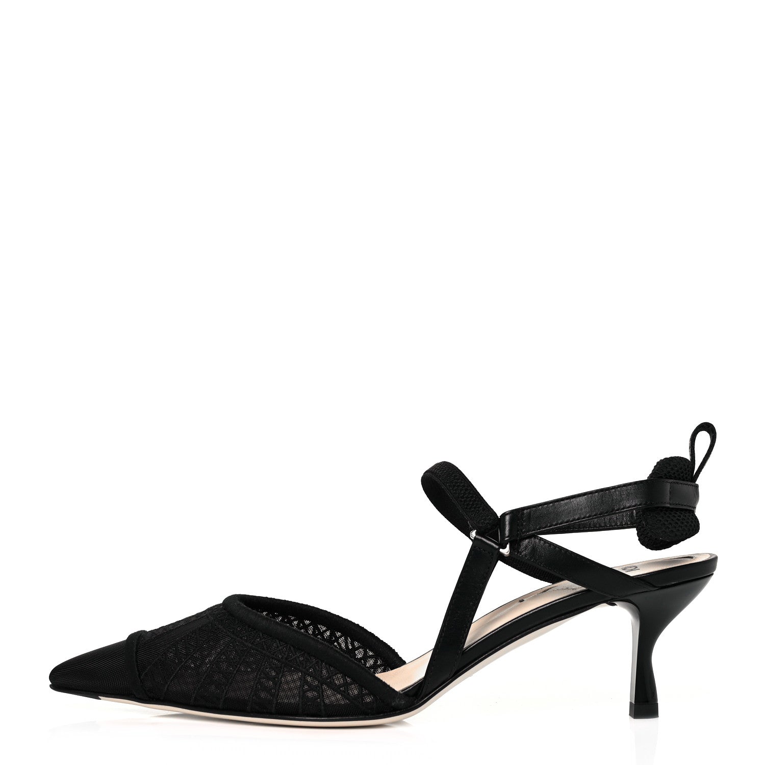 Fendi Mesh Vitello Ajour Embroidered Colibri Lite 55mm Slingback Pumps 39 Black 1 of 8