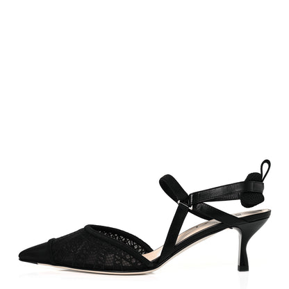 Fendi Mesh Vitello Ajour Embroidered Colibri Lite 55mm Slingback Pumps 39 Black 1 of 8