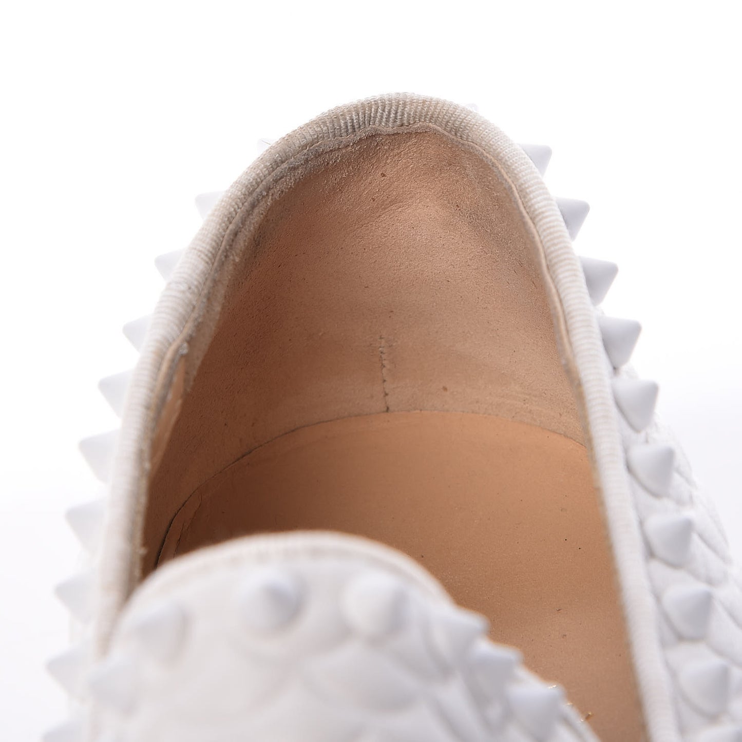 Nappa Scallop Embossed Spikes Roller Boat Flat 39 White