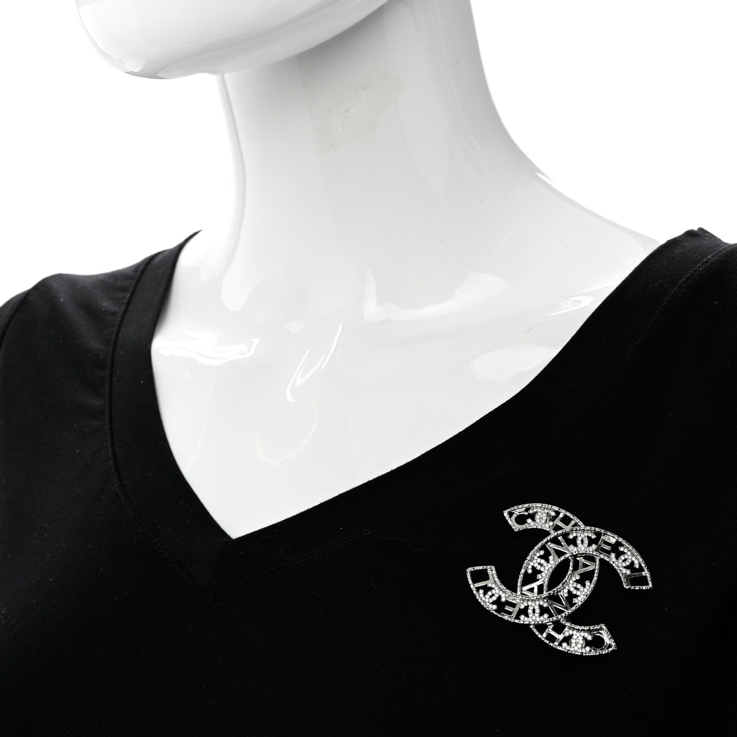 Chanel Crystal CC Brooch Silver 2 of 5