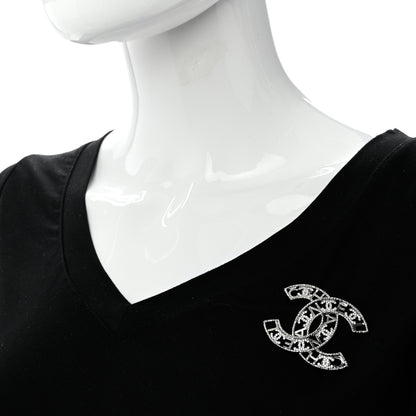Chanel Crystal CC Brooch Silver 2 of 5
