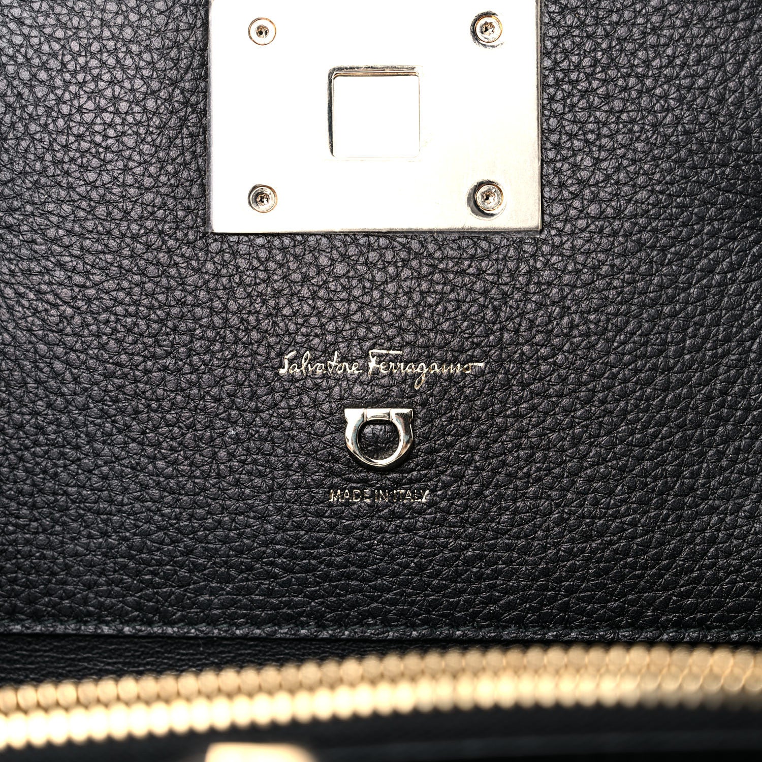 Salvatore Ferragamo Hammered Calfskin Medium Studio Bag Black 6 of 16
