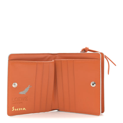 Loewe X SUNA FUJITA Satin Calfskin Penguins Compact Zip Wallet Blue Iceberg 6 of 8