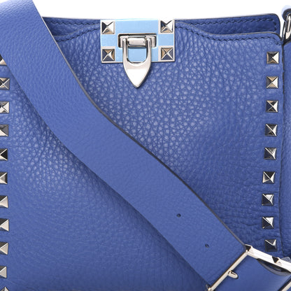Valentino Garavani Pebbled Calfskin Mini Rockstud Flip-Lock Messenger Bag Blu Delft 6 of 8