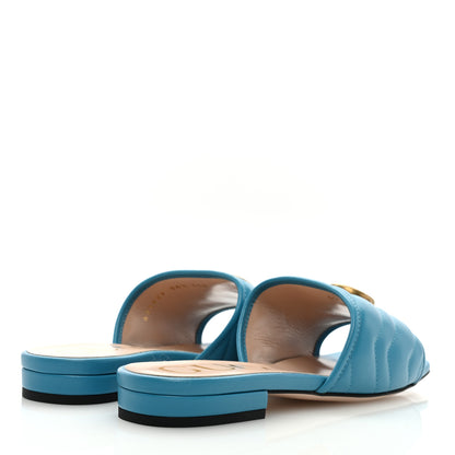 Gucci Nappa Matelasse GG Marmont Flat Slide Sandals 36.5 Light Blue Canvas 4 of 9