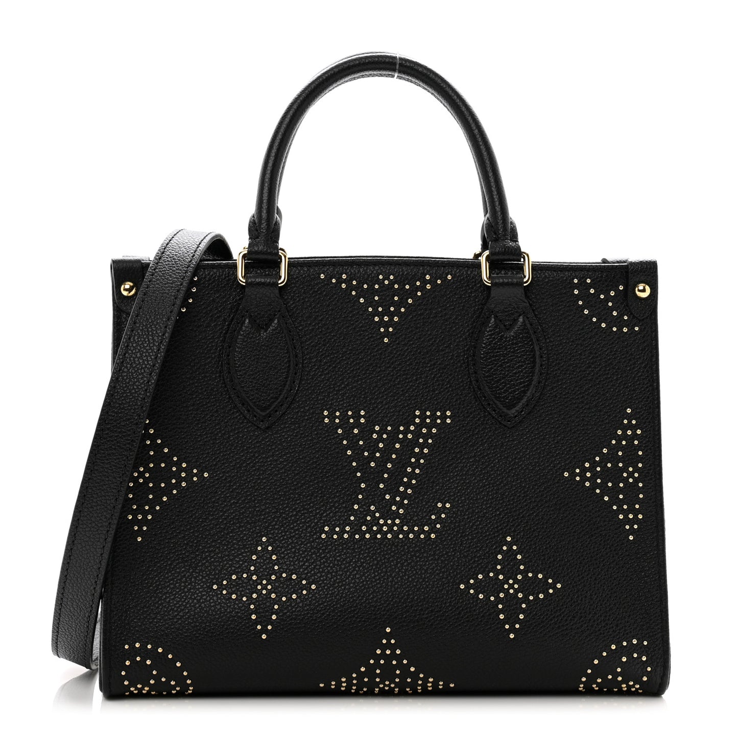Grained Calfskin Studded Monogram Giant Onthego PM Black