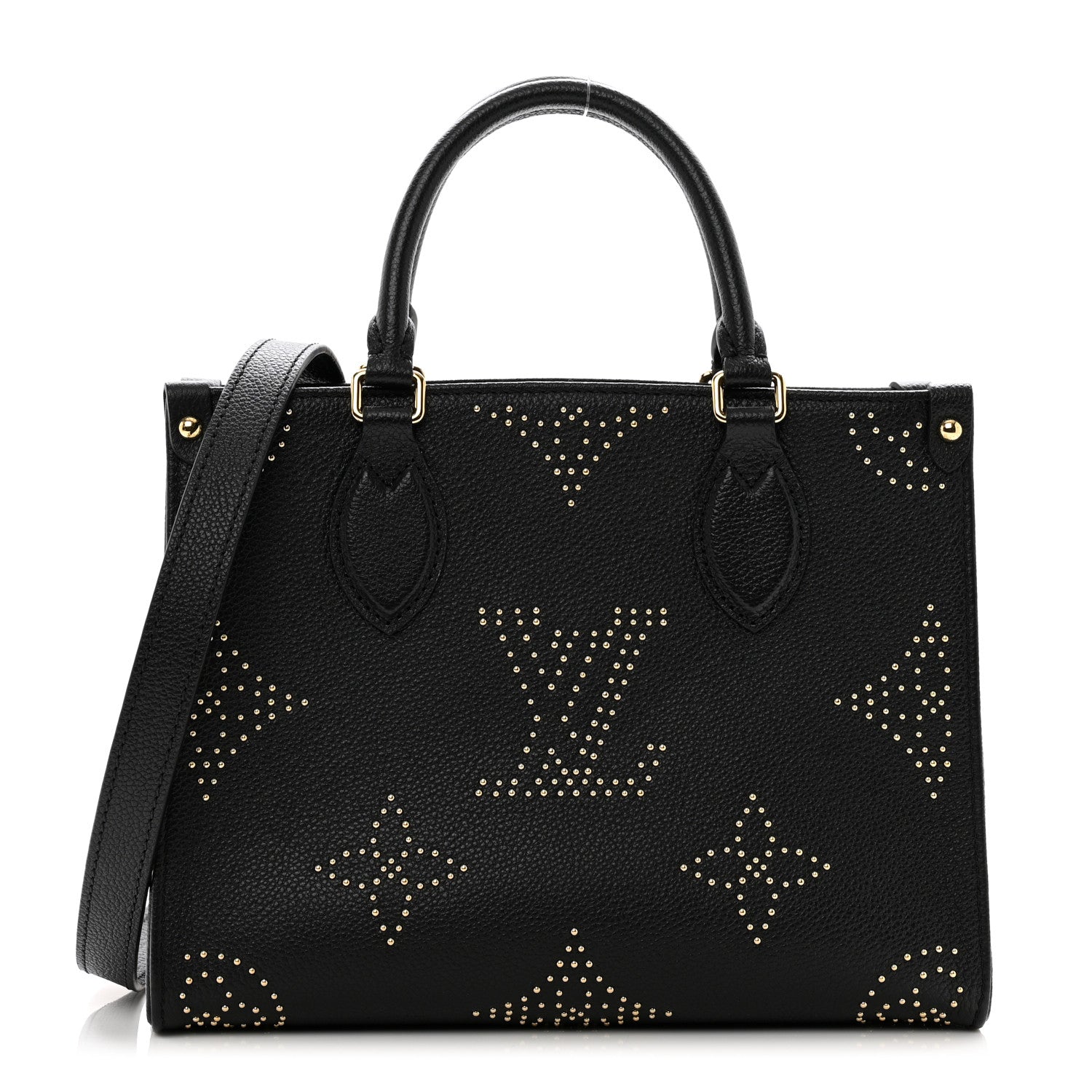 Louis Vuitton Grained Calfskin Studded Monogram Giant Onthego PM Black 1 of 9