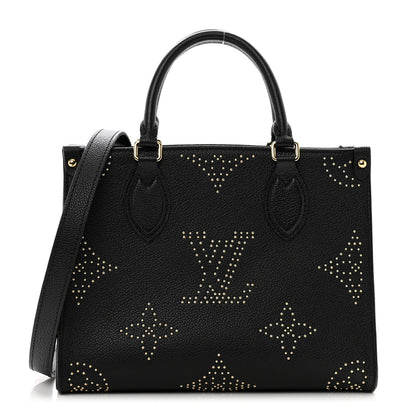 Louis Vuitton Grained Calfskin Studded Monogram Giant Onthego PM Black 1 of 9