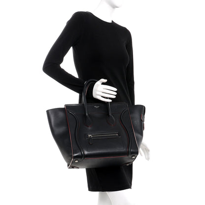 Celine Smooth Calfskin Mini Luggage Black Pink Trim 2 of 27
