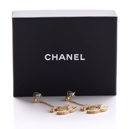 Chanel CC Drop Earrings Matte Gold 5 of 5