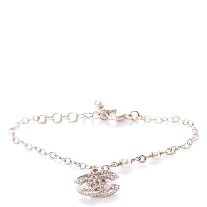 Chanel Pearl Crystal CC Bracelet Light Gold 3 of 5