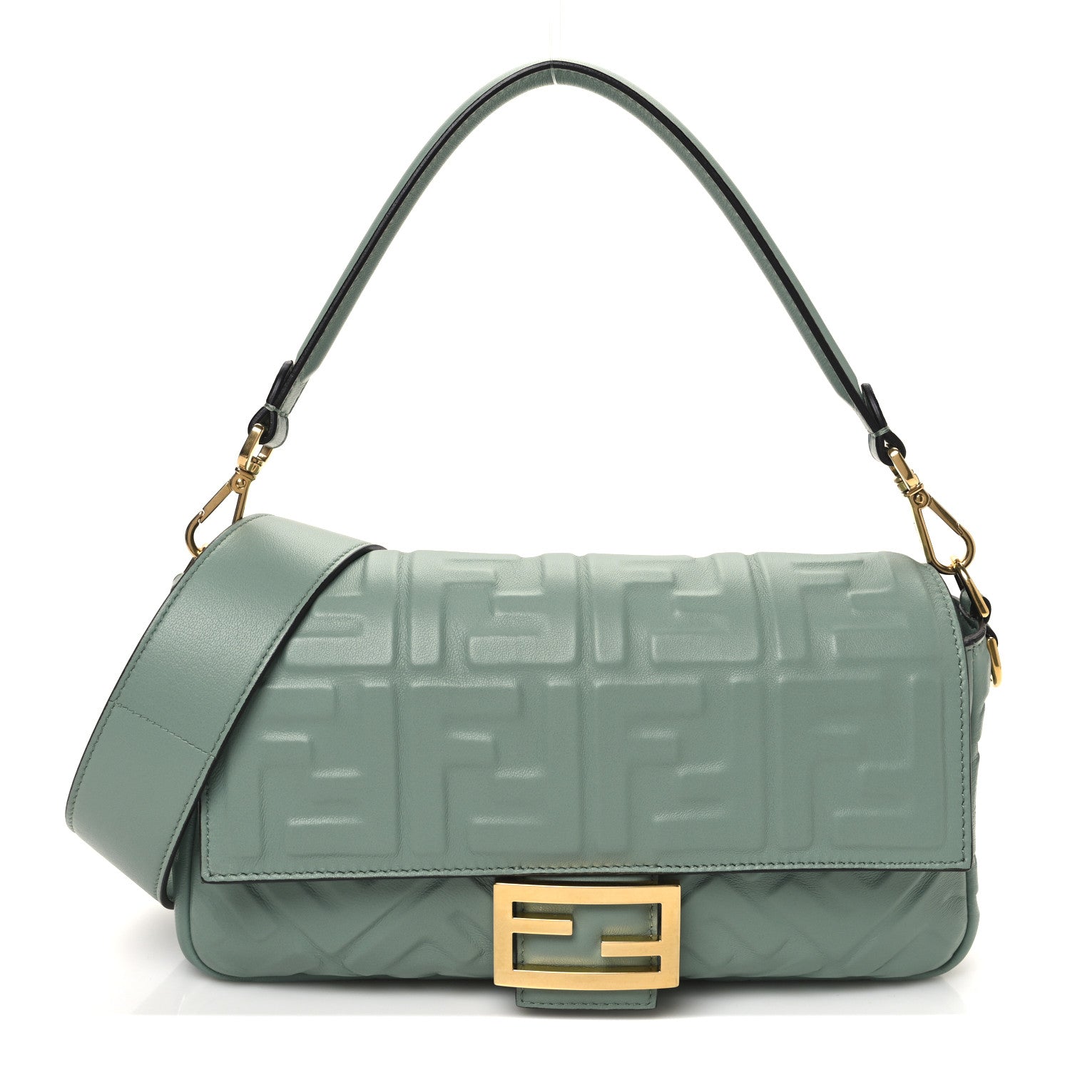 Fendi Nappa FF 1974 Embossed Baguette Menta 1 of 10