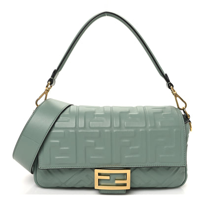 Fendi Nappa FF 1974 Embossed Baguette Menta 1 of 10