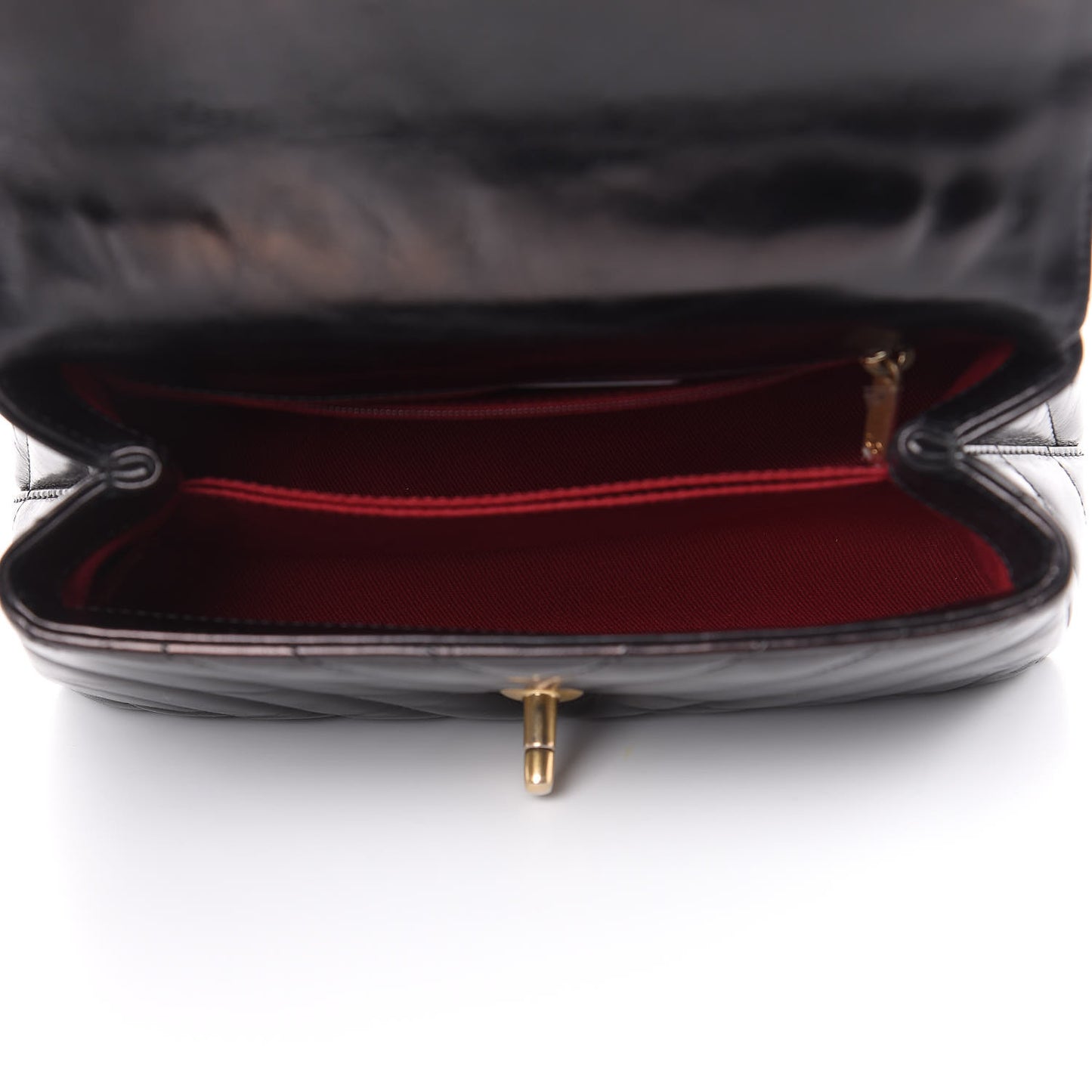 Calfskin Chevron Quilted Mini Coco Handle Flap Black