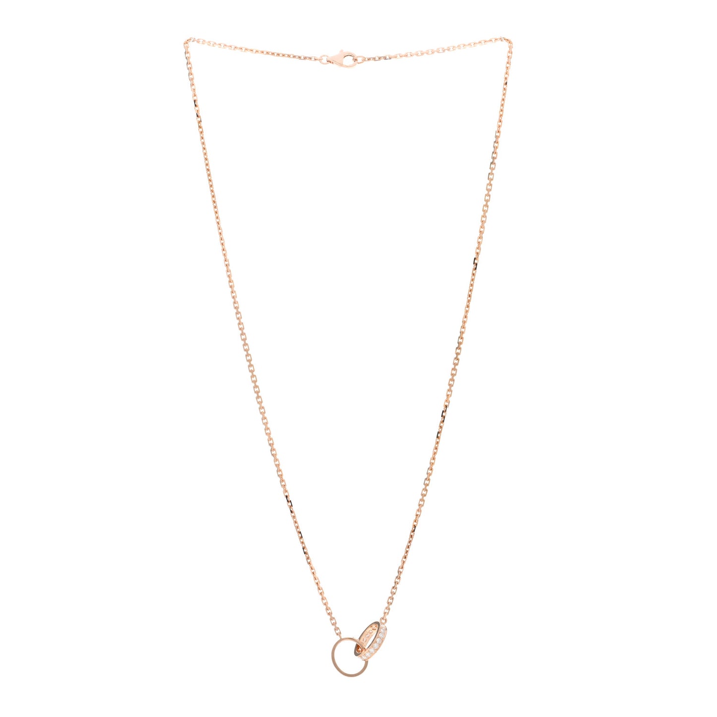 18K Pink Gold Diamond Interlocking LOVE Necklace