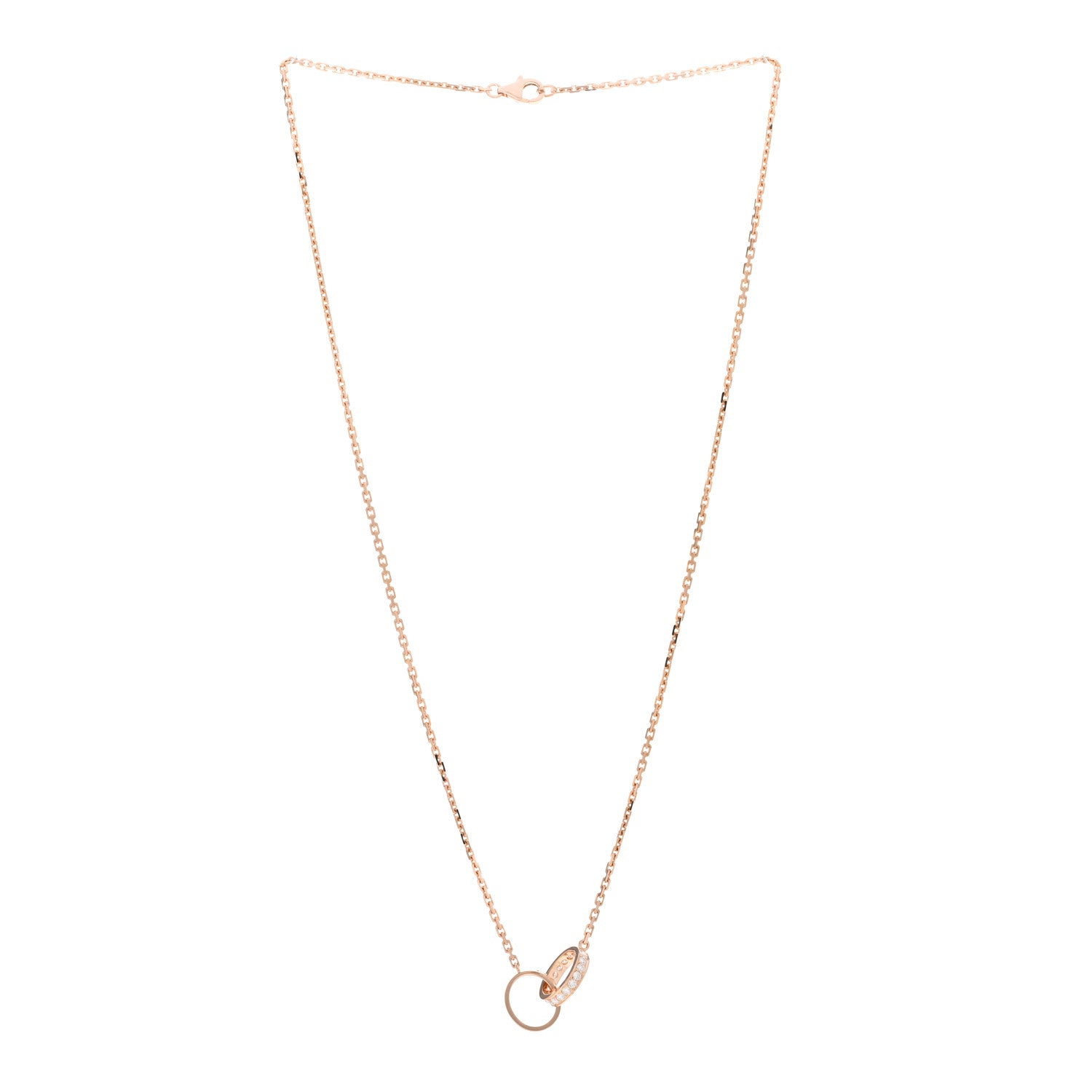 Cartier 18K Pink Gold Diamond Interlocking LOVE Necklace 3 of 4