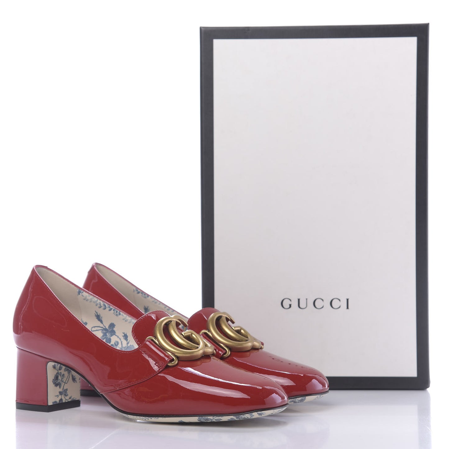 Vernice GG Victoire 55mm Loafer Pumps 36.5 Hibiscus Red