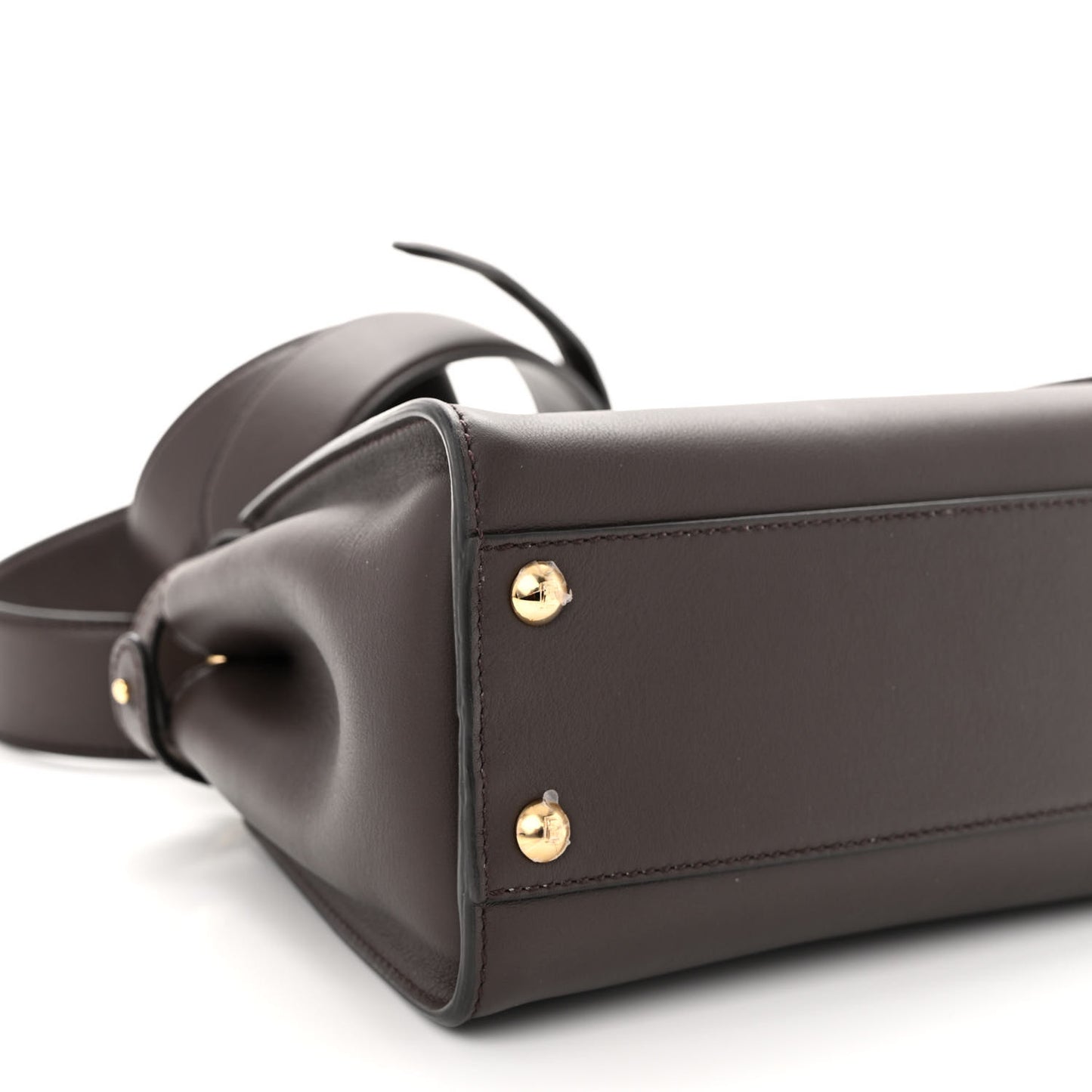 Vitello Seta Suede FF Mini Peekaboo Iconic Satchel Chocolate Sigaro Marrone