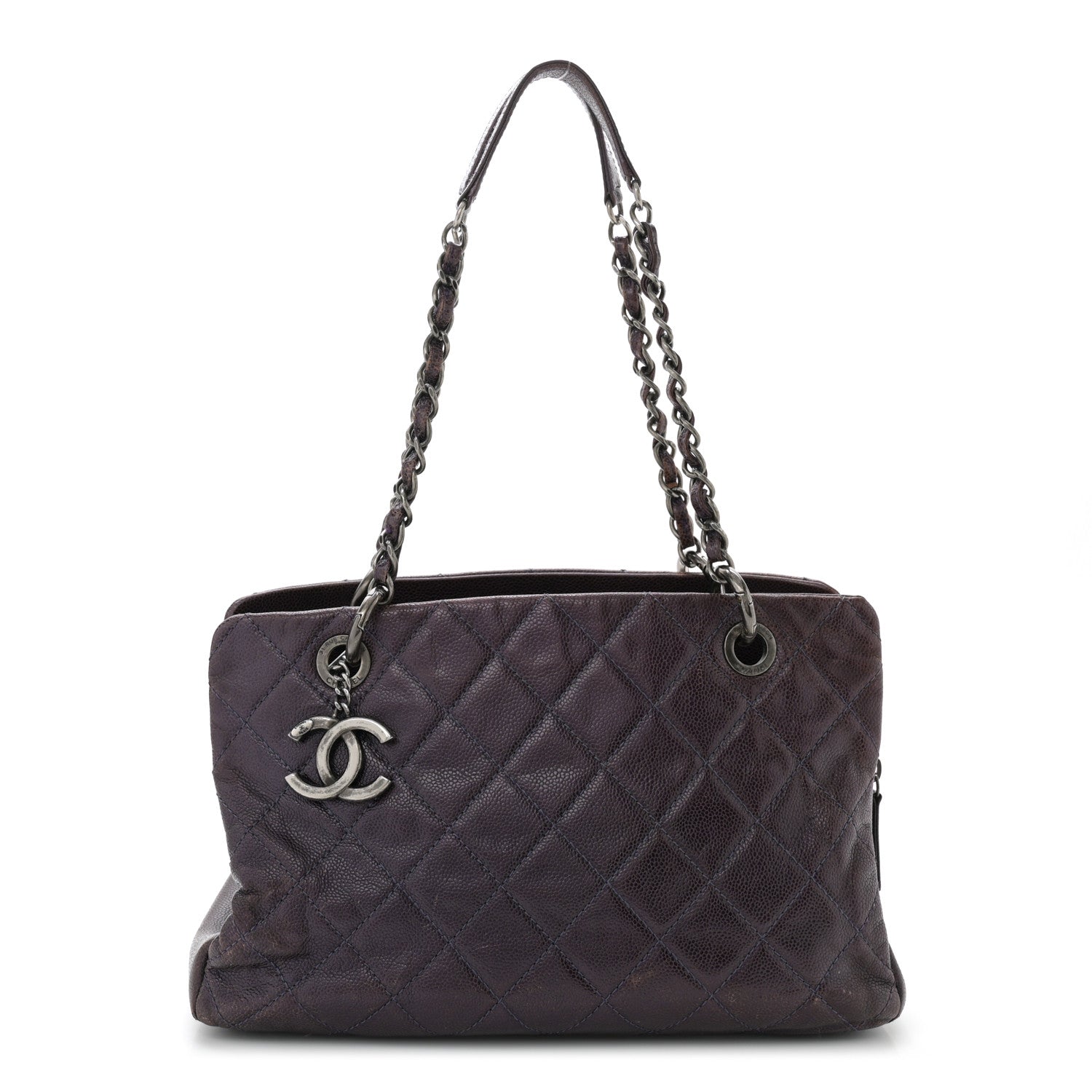 Chanel Iridescent Caviar Quilted Chic Shopping Tote Dark Purple 1 of 11