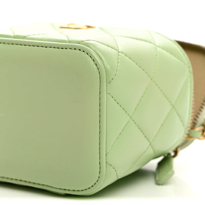 Chanel Lambskin Quilted Pearl Crush Mini Vanity Case With Chain Light Green 9 of 11