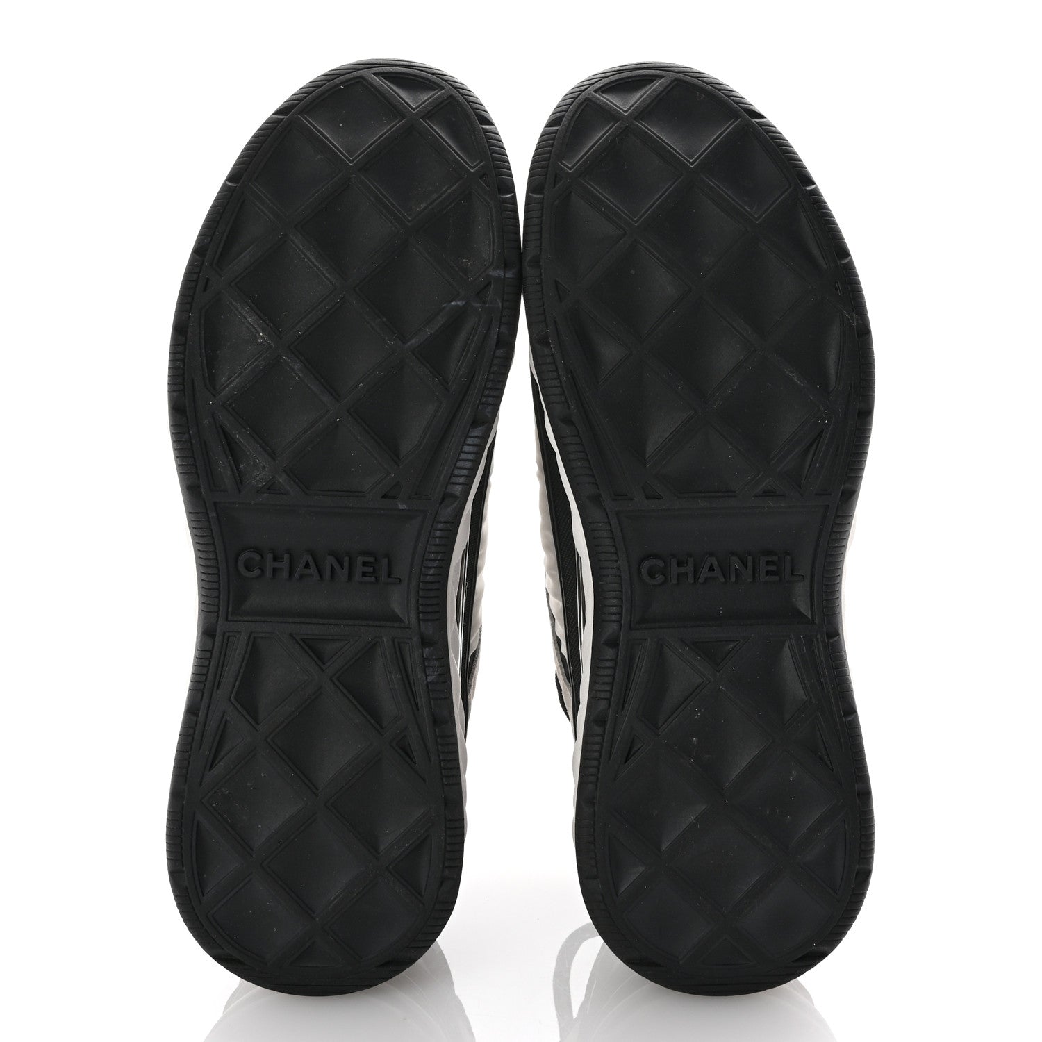 Chanel Suede Calfskin Mixed Fibers CC Sneakers 36.5 White Black 7 of 10