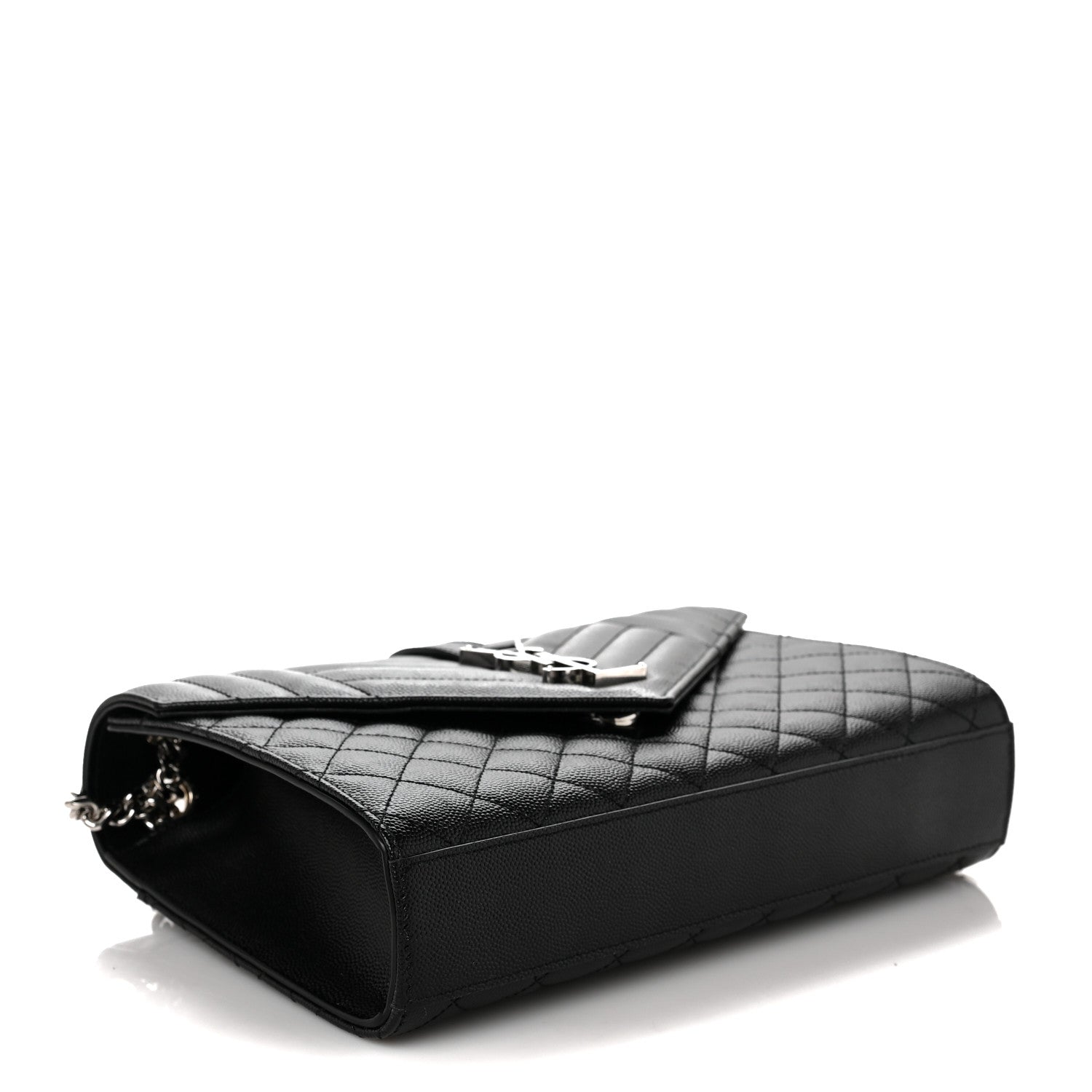 Saint Laurent Grain De Poudre Textured Mixed Matelasse Triquilt Medium Monogram Satchel Black 3 of 8