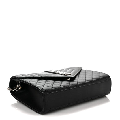 Saint Laurent Grain De Poudre Textured Mixed Matelasse Triquilt Medium Monogram Satchel Black 3 of 8