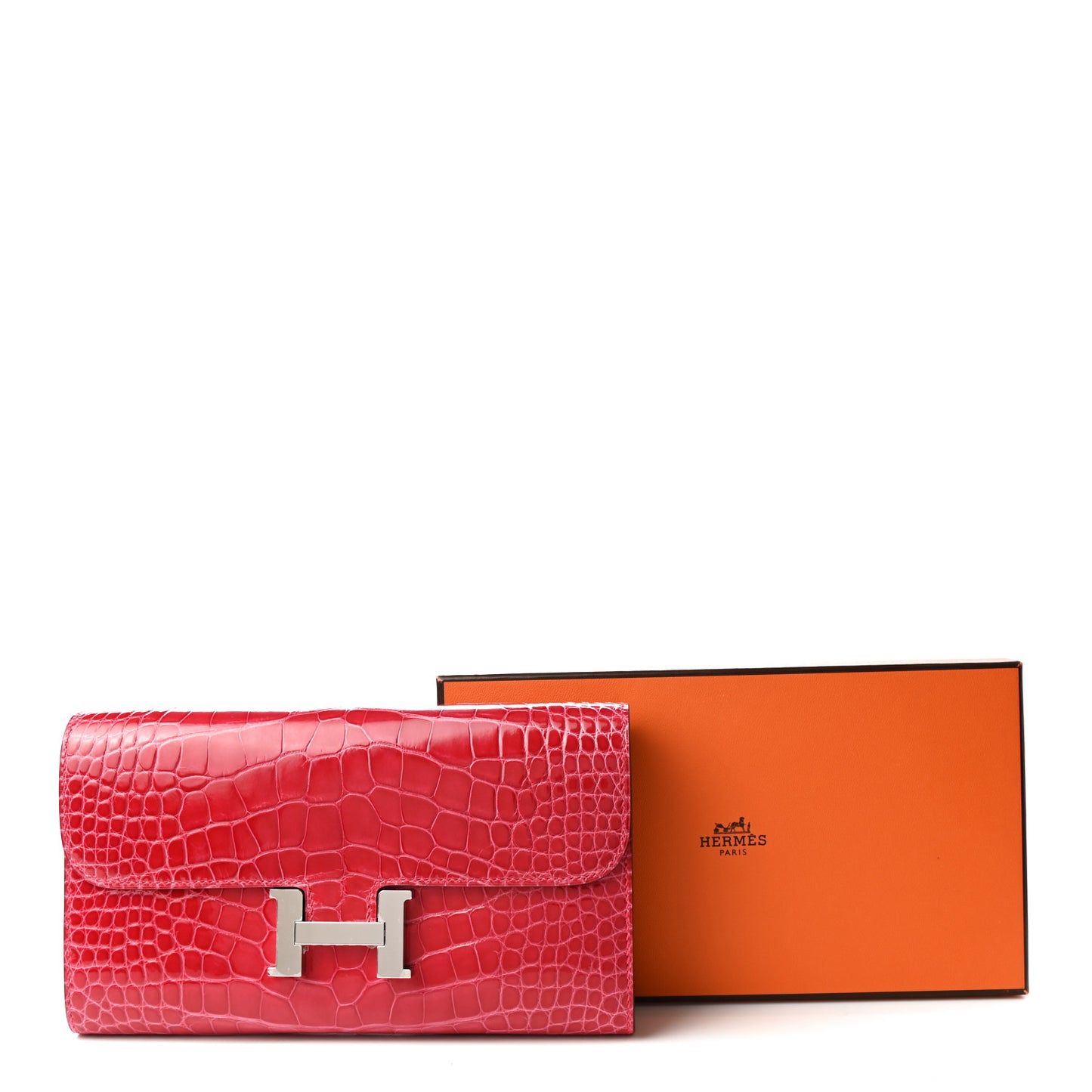 Shiny Alligator Constance Long Wallet To Go Rose Extreme