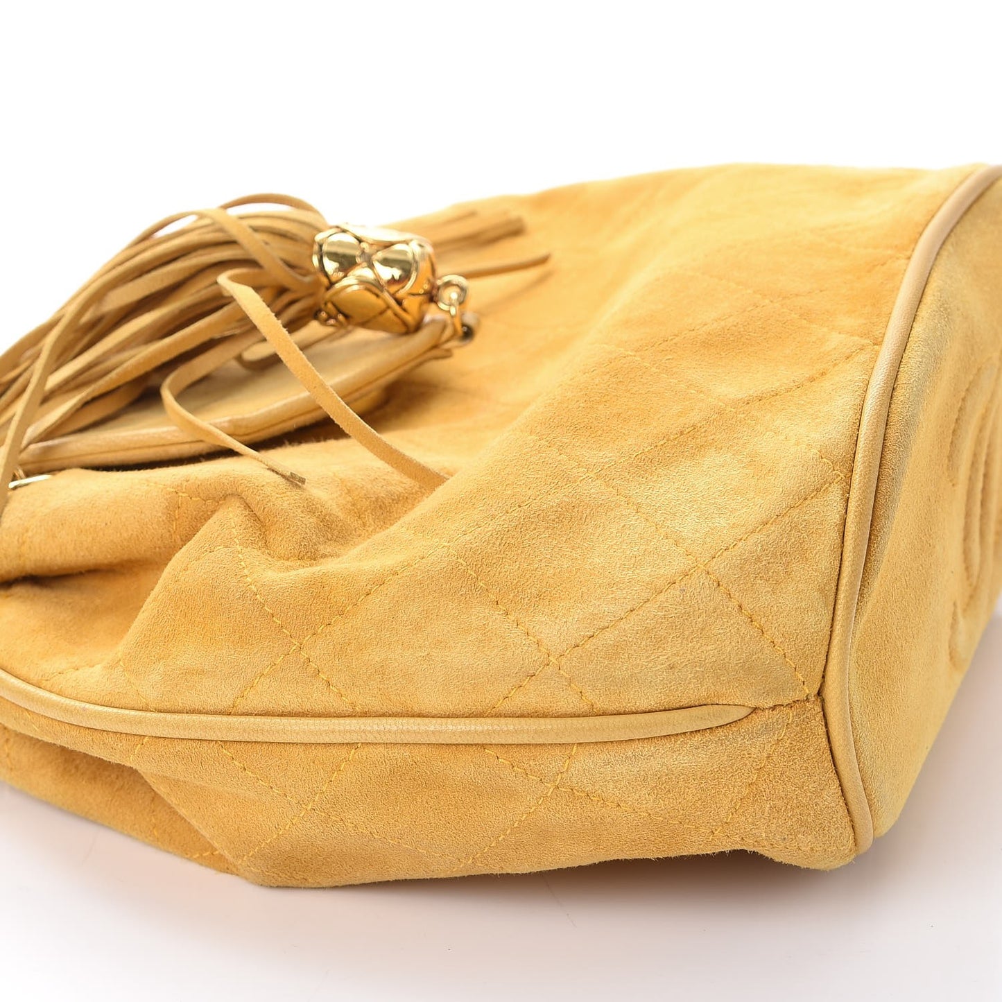 Suede Quilted Tassel Shoulder Bag Yellow