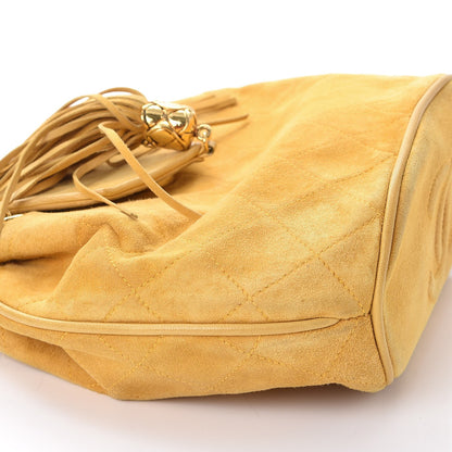 Chanel Suede Quilted Tassel Shoulder Bag Yellow 14 of 16