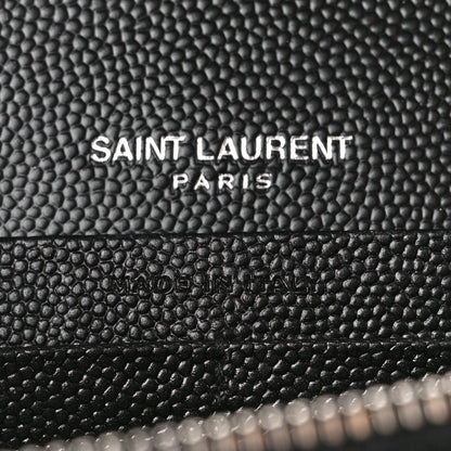 Saint Laurent Grain De Poudre Matelasse Chevron Monogram Chain Wallet Black 6 of 11