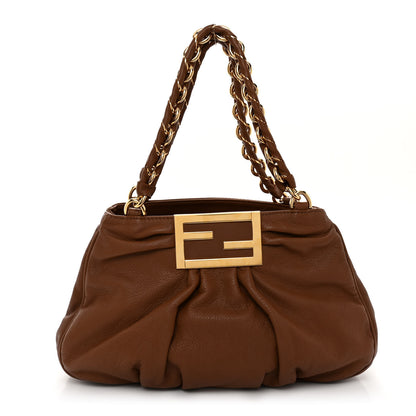 Fendi Crinkled Lambskin Small Mia Tote Camel 1 of 11