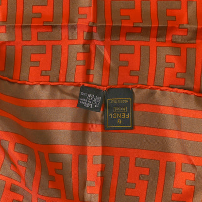 Fendi Silk FF Scarf Orange Brown 3 of 3