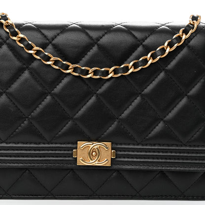 Chanel Lambskin Quilted Boy Wallet On Chain WOC Black 8 of 10