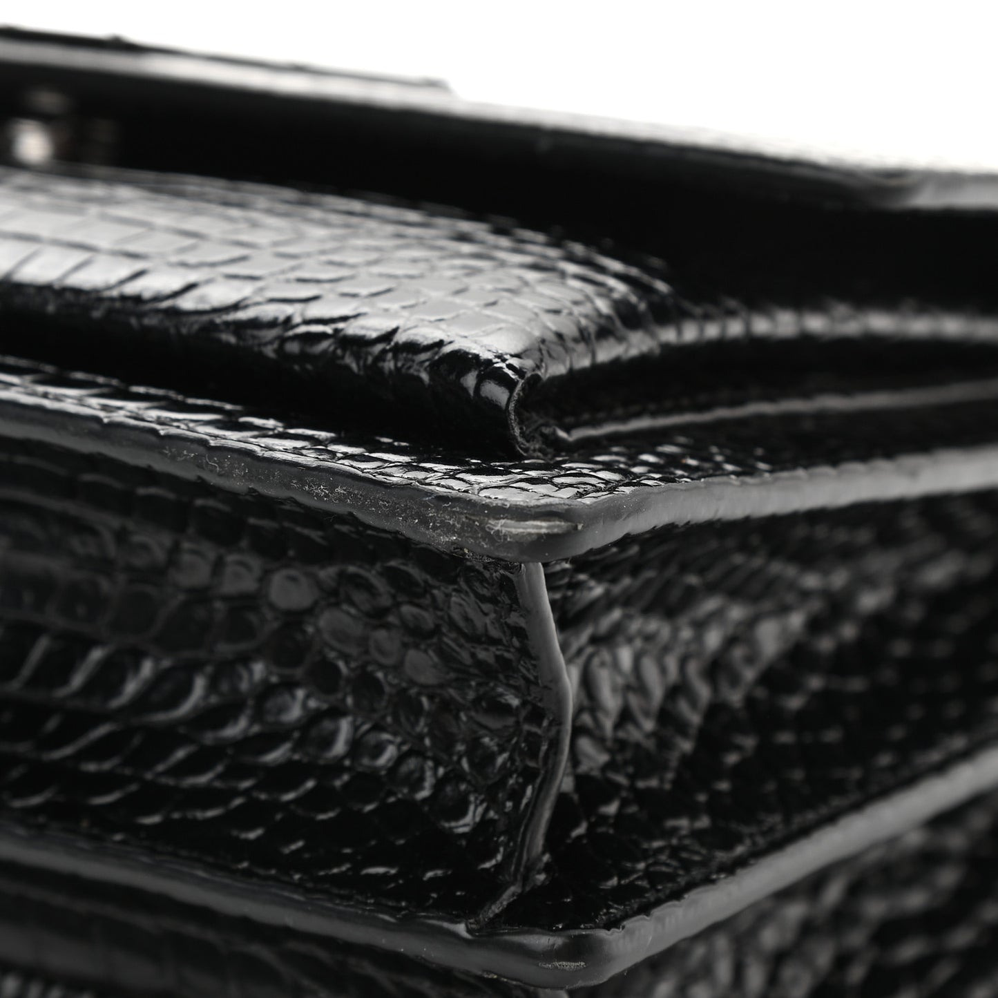 Calfskin Crocodile Embossed Medium Monochrome Monogram Sunset Black