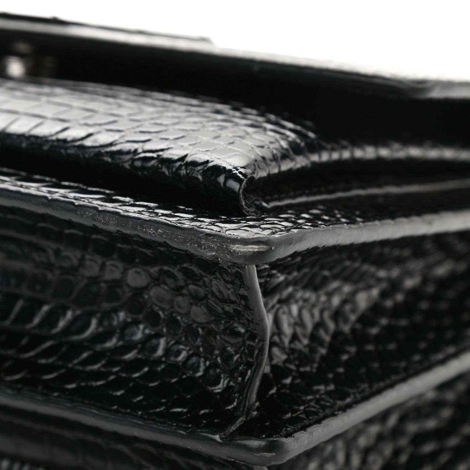Saint Laurent Calfskin Crocodile Embossed Medium Monochrome Monogram Sunset Black 9 of 11