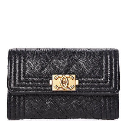 Chanel Caviar Quilted Boy Flap Card Holder Black 1 of 10