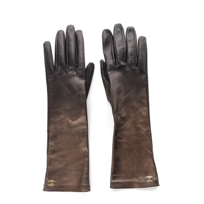 Chanel Metallic Lambskin Long Gloves 7 Brown 3 of 8