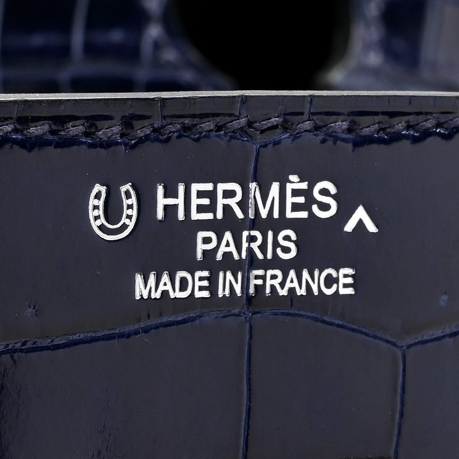 Hermes Shiny Porosus Crocodile Horseshoe Birkin 35 Bleu Electrique Black 6 of 14
