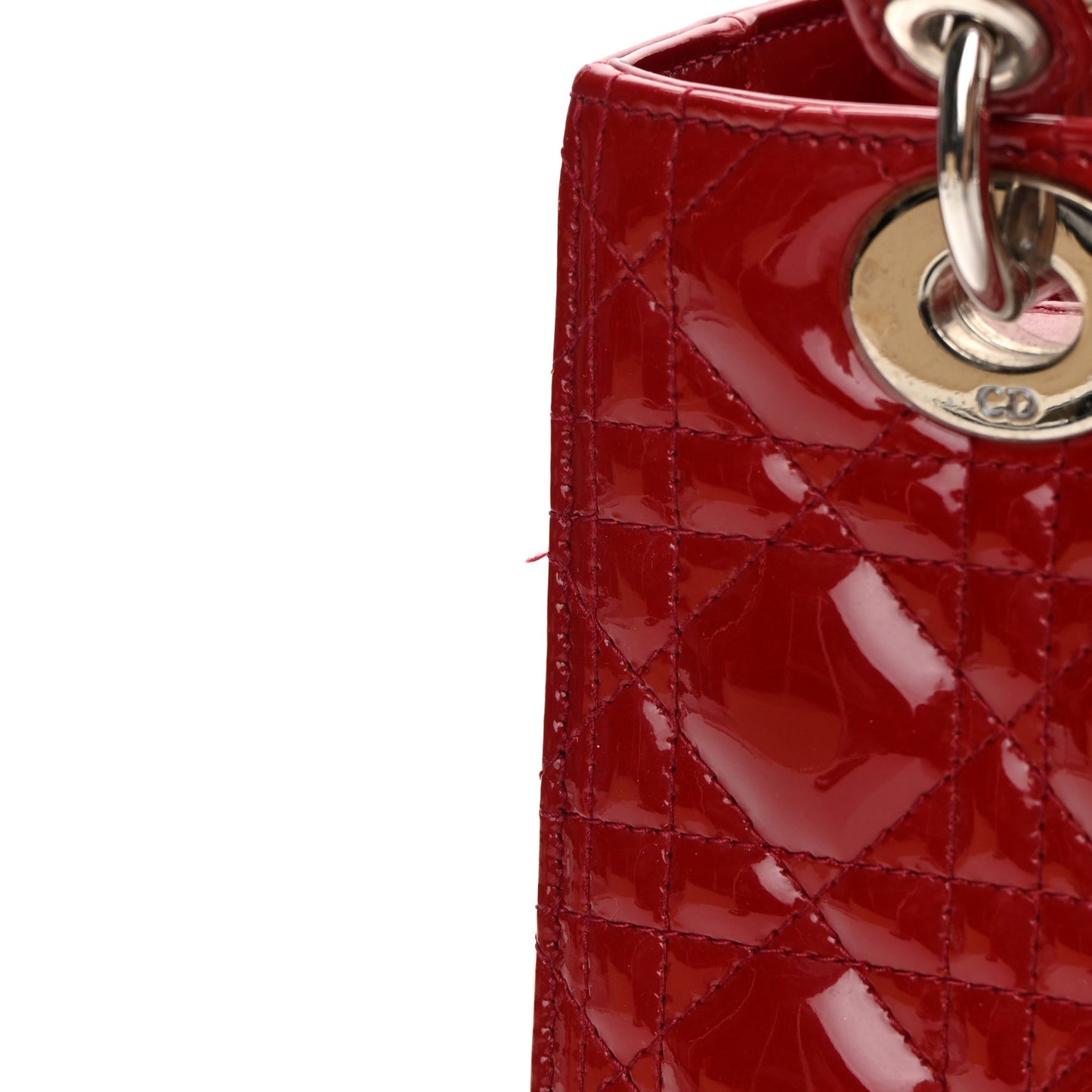 Patent Cannage Medium Lady Dior Red