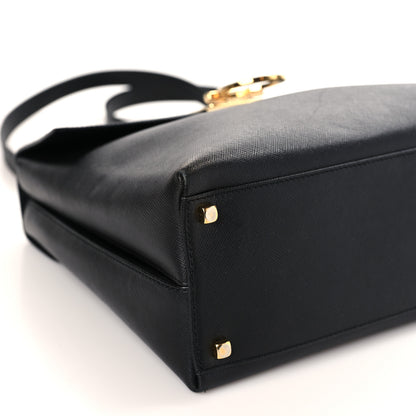 Salvatore Ferragamo Hammered Calfskin Top Handle Bag Black 7 of 10