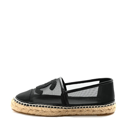Chanel Mesh Grosgrain CC Espadrilles 37 Black 1 of 8