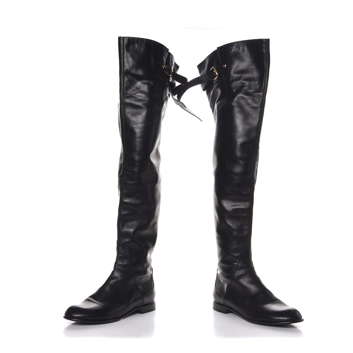 Louis Vuitton Calfskin Knee High Flat Boots 40 Black 6 of 8