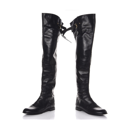 Louis Vuitton Calfskin Knee High Flat Boots 40 Black 6 of 8