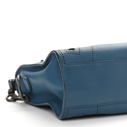 Balenciaga Veau Soyeux Perforated Blackout Hardware Mini City Bleu Canard 9 of 10