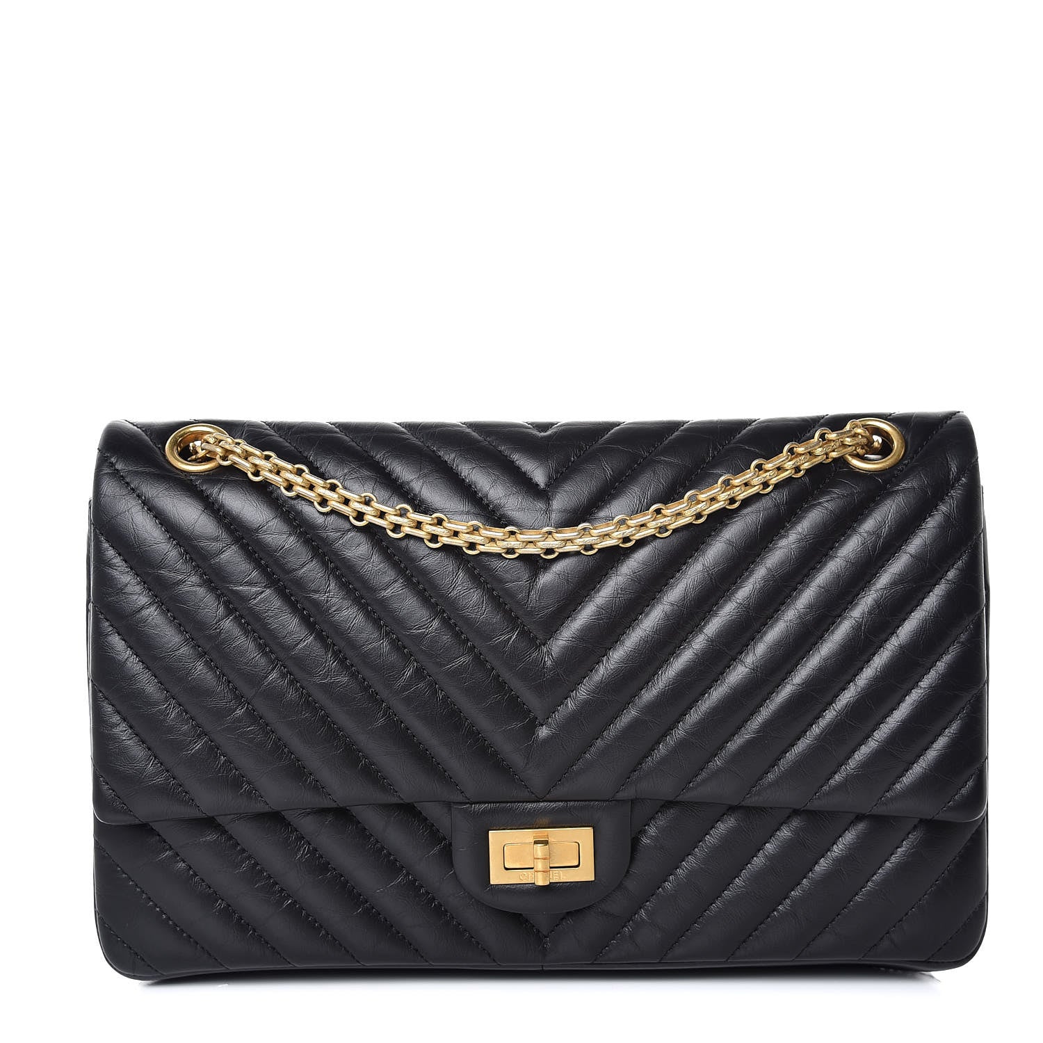Chanel Aged Calfskin Chevron Quilted 2.55 Reissue 226 Flap Black 1 of 7