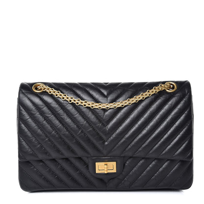 Chanel Aged Calfskin Chevron Quilted 2.55 Reissue 226 Flap Black 1 of 7