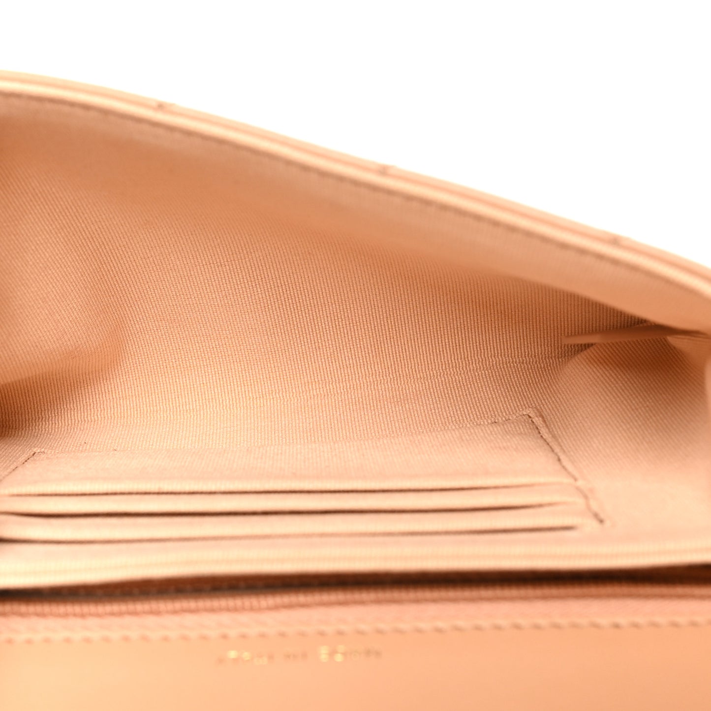 Crumpled Calfskin Quilted Braided CC Flap Beige