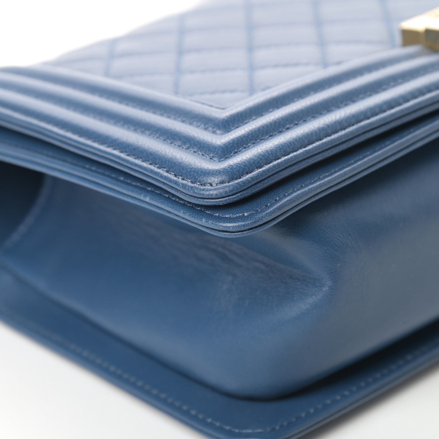 Lambskin Quilted Medium Boy Flap Blue