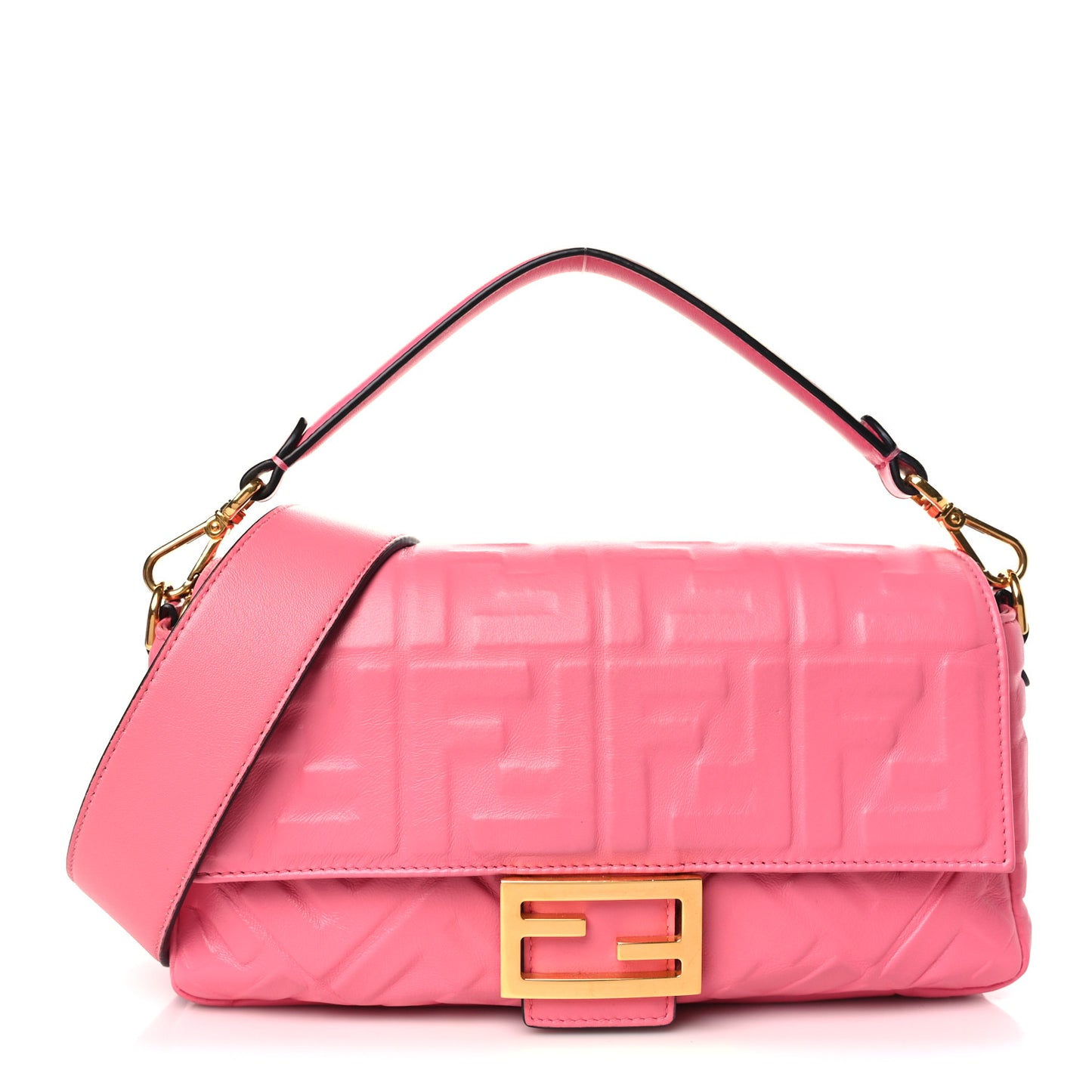 Nappa FF 1974 Embossed Baguette Rosa Fluo